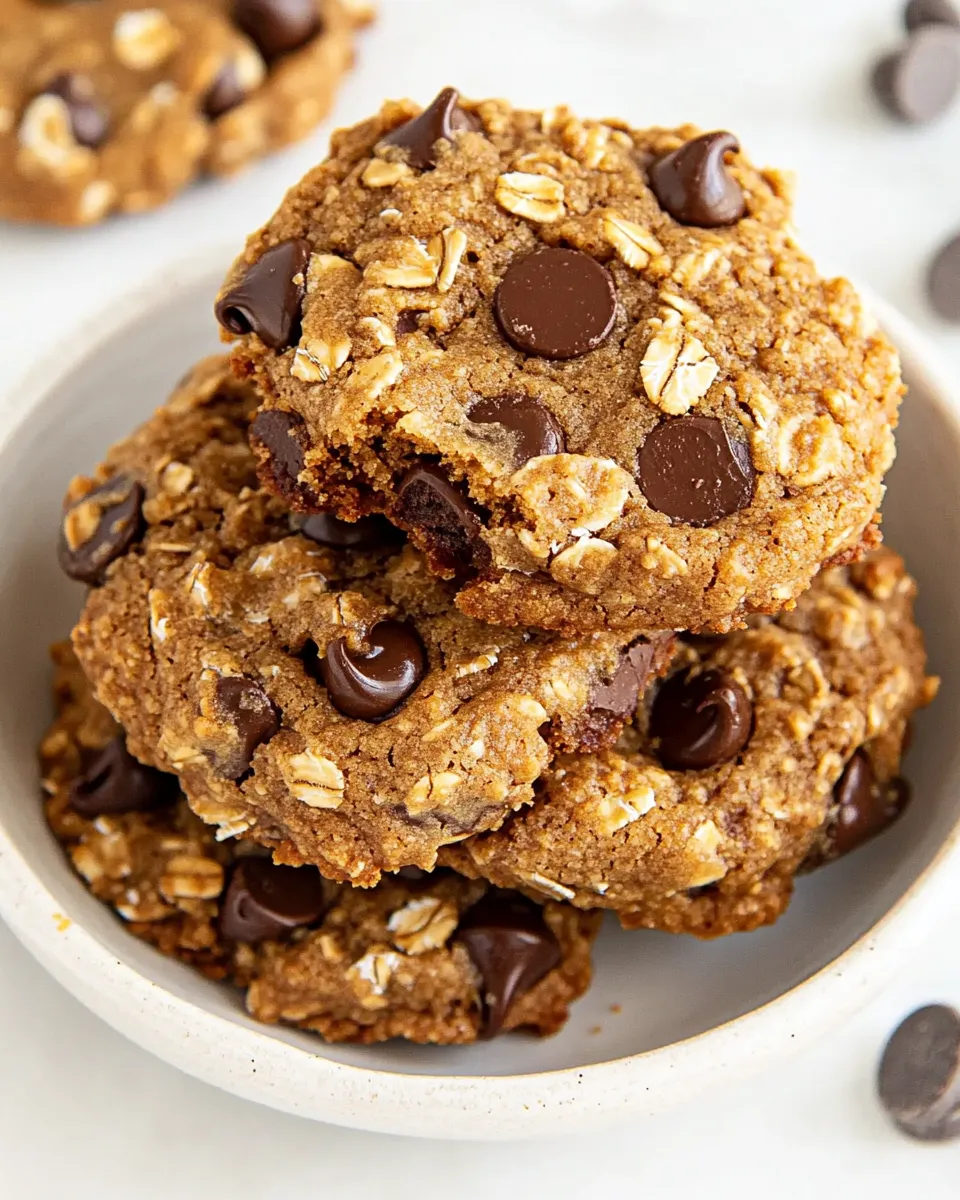 Healthy Vegan Oatmeal Peanut Butter Chocolate Chip Cookies recipe photo