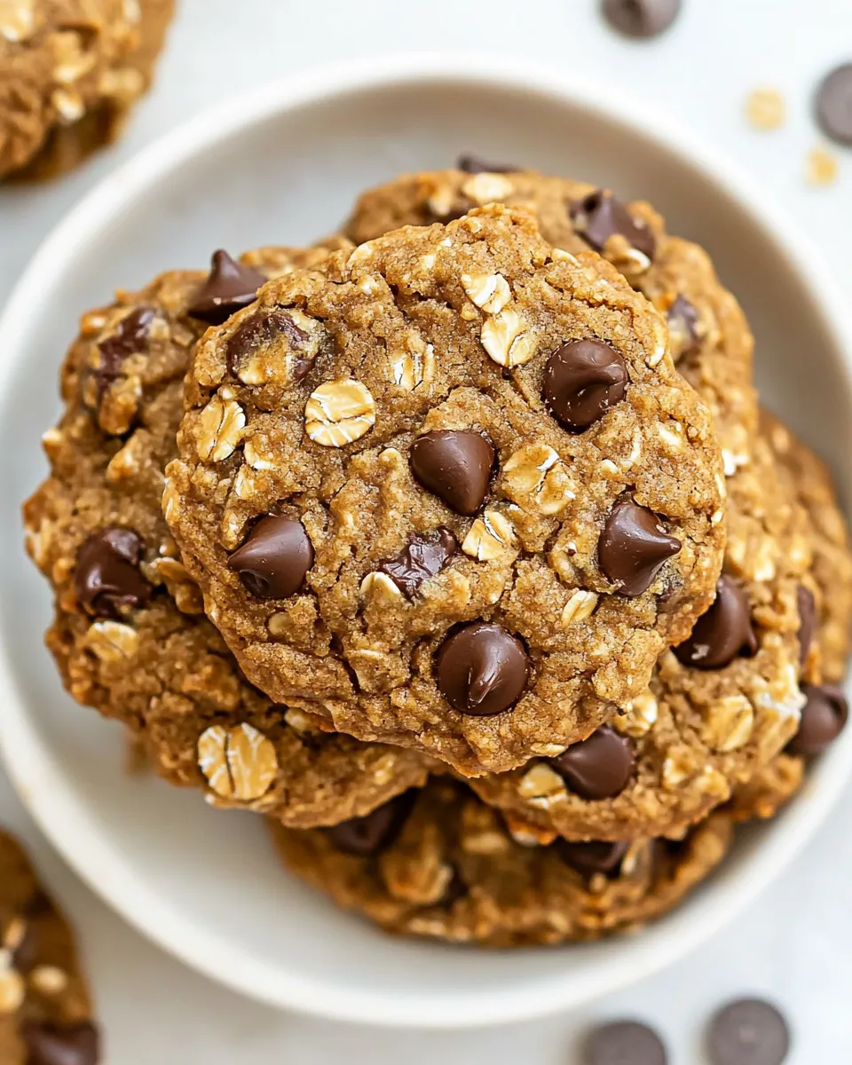 Classic Vegan Oatmeal Peanut Butter Chocolate Chip Cookies shot
