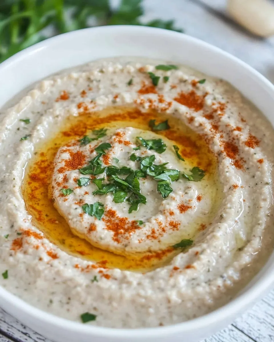 Delicious White Bean & Herb Hummus shot