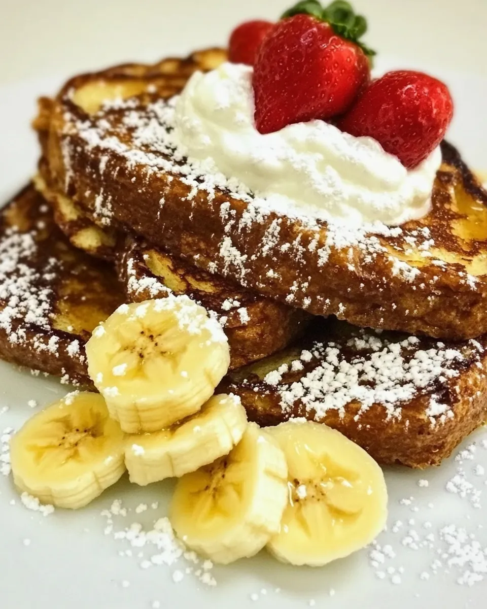 Delicious White Chocolate Banana Bread French Toast shot