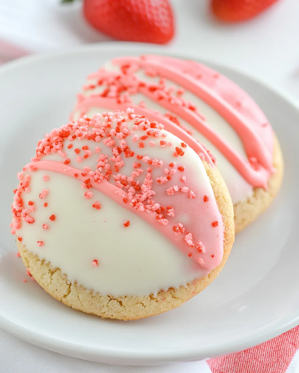 Delicious White Chocolate Dipped Strawberry Cookies image