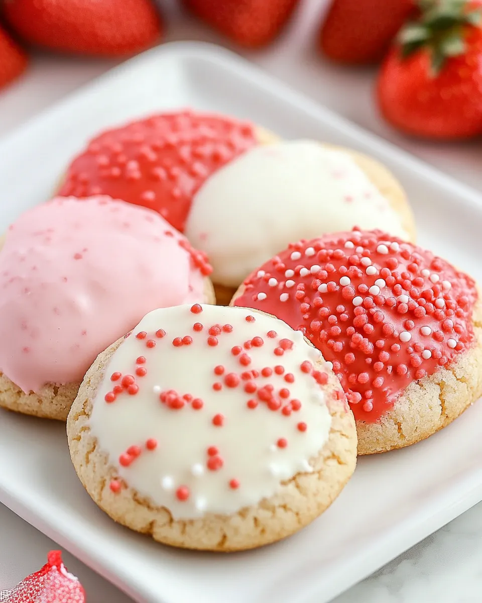 Easy White Chocolate Dipped Strawberry Cookies recipe photo