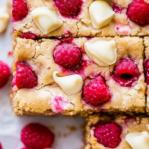 Homemade White Chocolate Raspberry Blondies photo