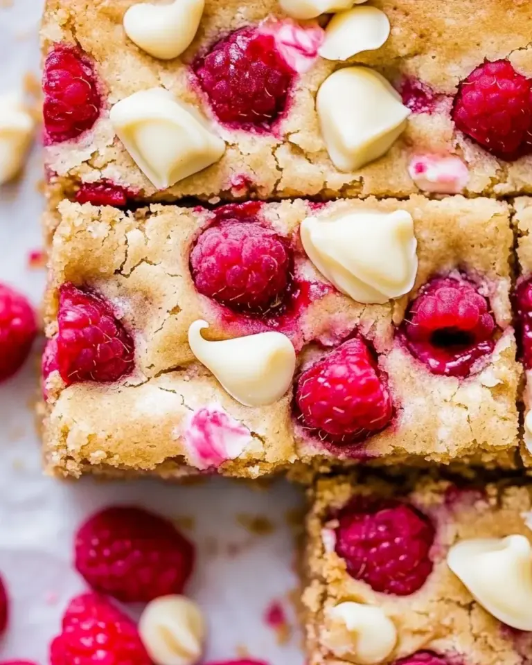 Homemade White Chocolate Raspberry Blondies photo
