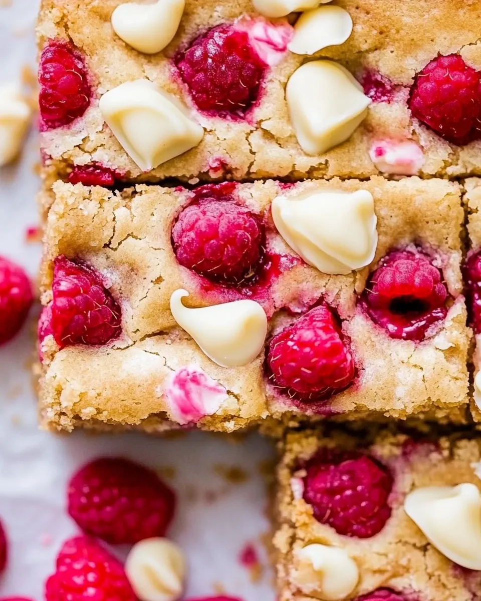 Homemade White Chocolate Raspberry Blondies photo