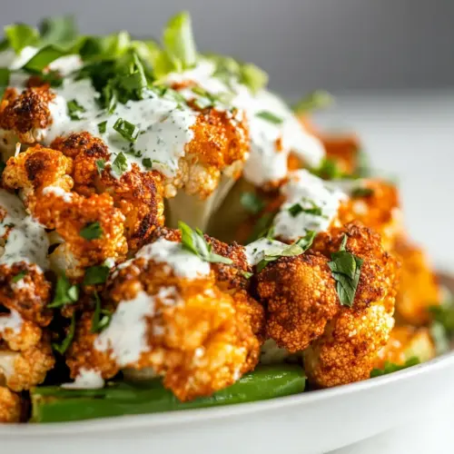 Savory Whole Roasted Buffalo Cauliflower. shot