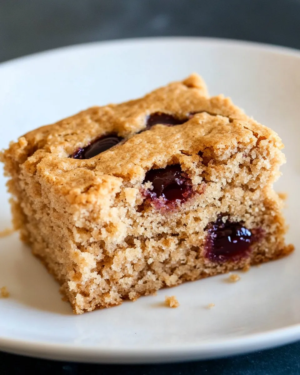 Simple Whole Wheat Peanut Butter and Jelly Snack Cake. shot