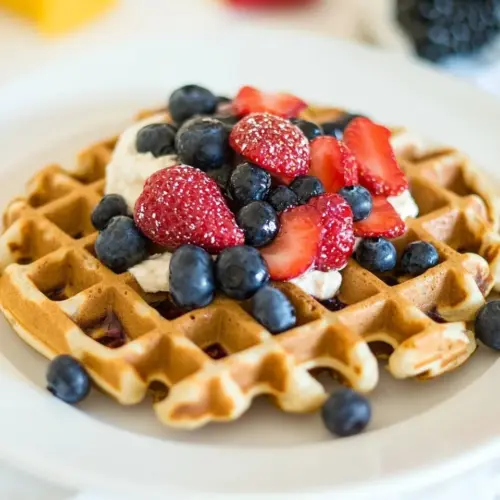 Homemade Whole Wheat and Blueberry Waffles photo